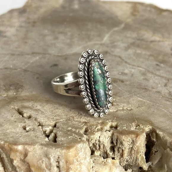 VTG Bell Trading Sterling Silver 925 Southwest Style Green Turquoise Ring 5.25 - Picture 5 of 16